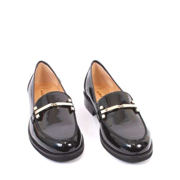Luca Grossi 857 Black Patent Leather Classic Loafer Flat Shoe - Picture 2 of 8